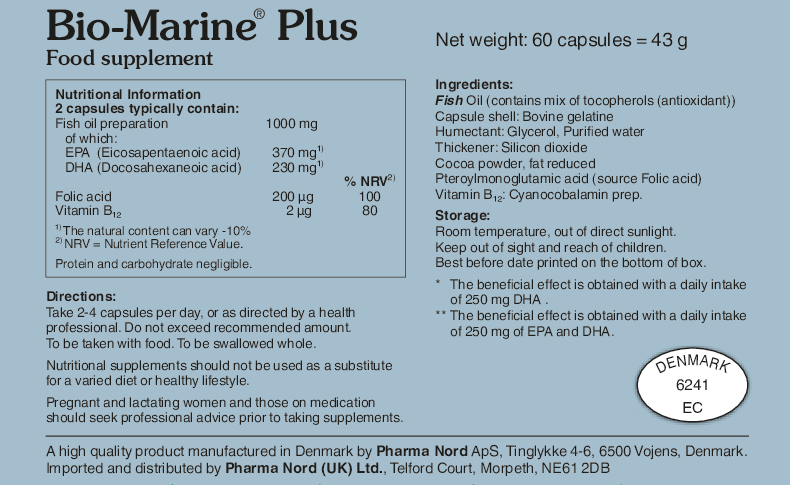 Bio-Marine Plus - 70% Omega-3, plus B12 & Folic Acid