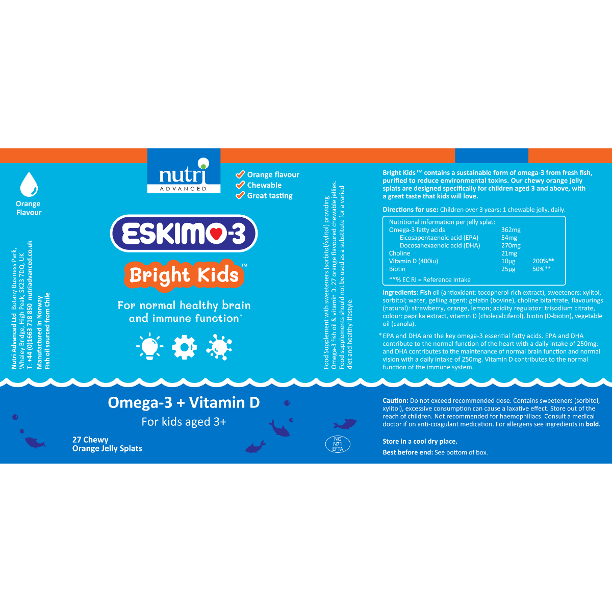 Eskimo-3 Bright Kids Fish Oil Jelly Splats