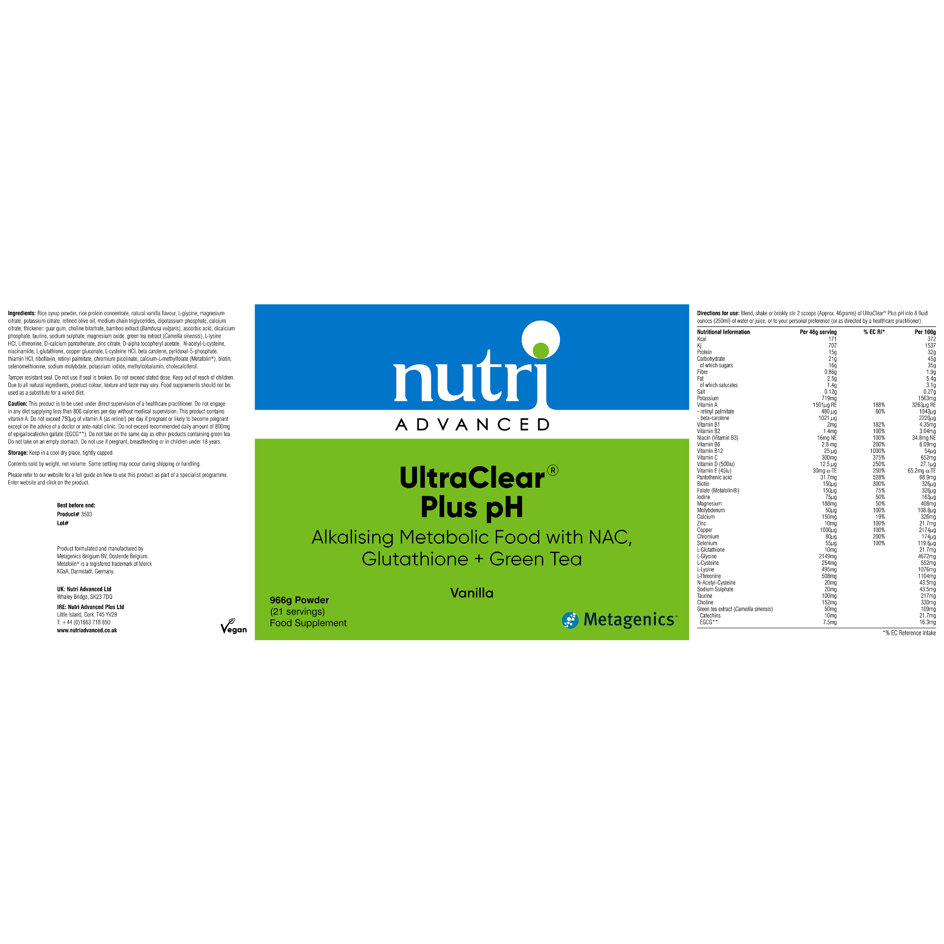 UltraClear® Plus pH Nutritional Powder (Vanilla)